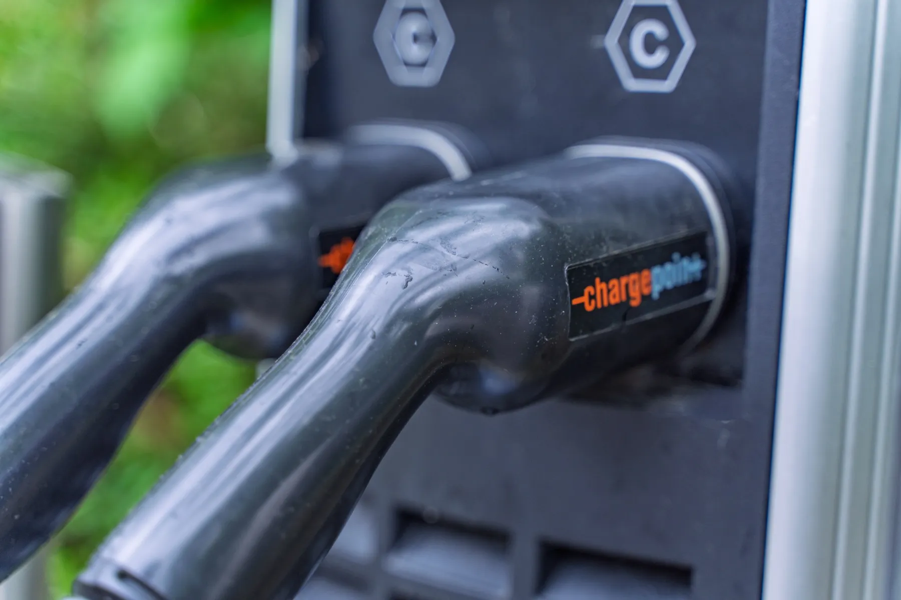 Chargepoint connectors, close up