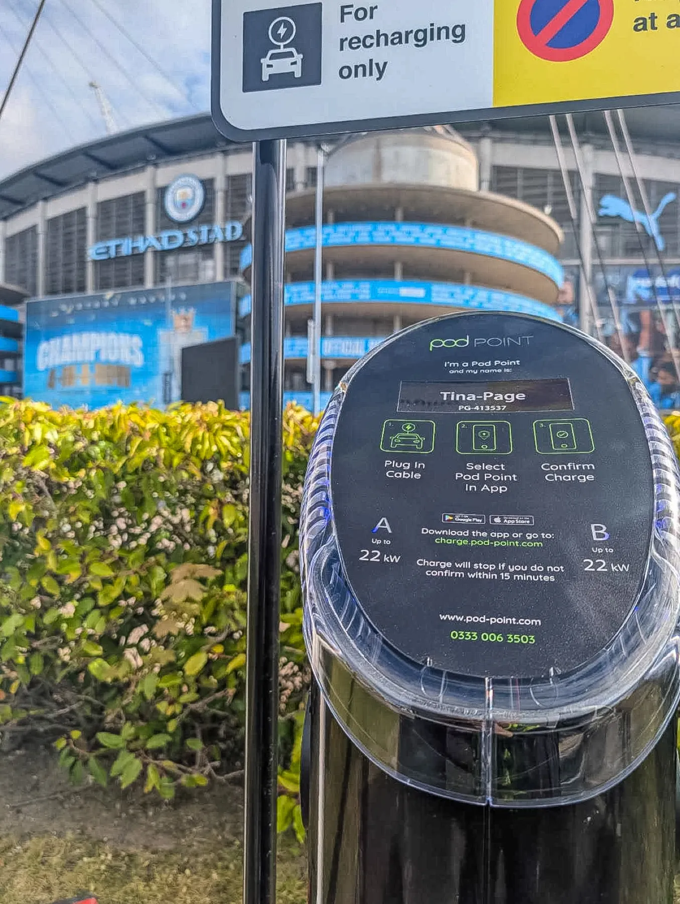 Manchester Etihad Stadium, workplace EV charging