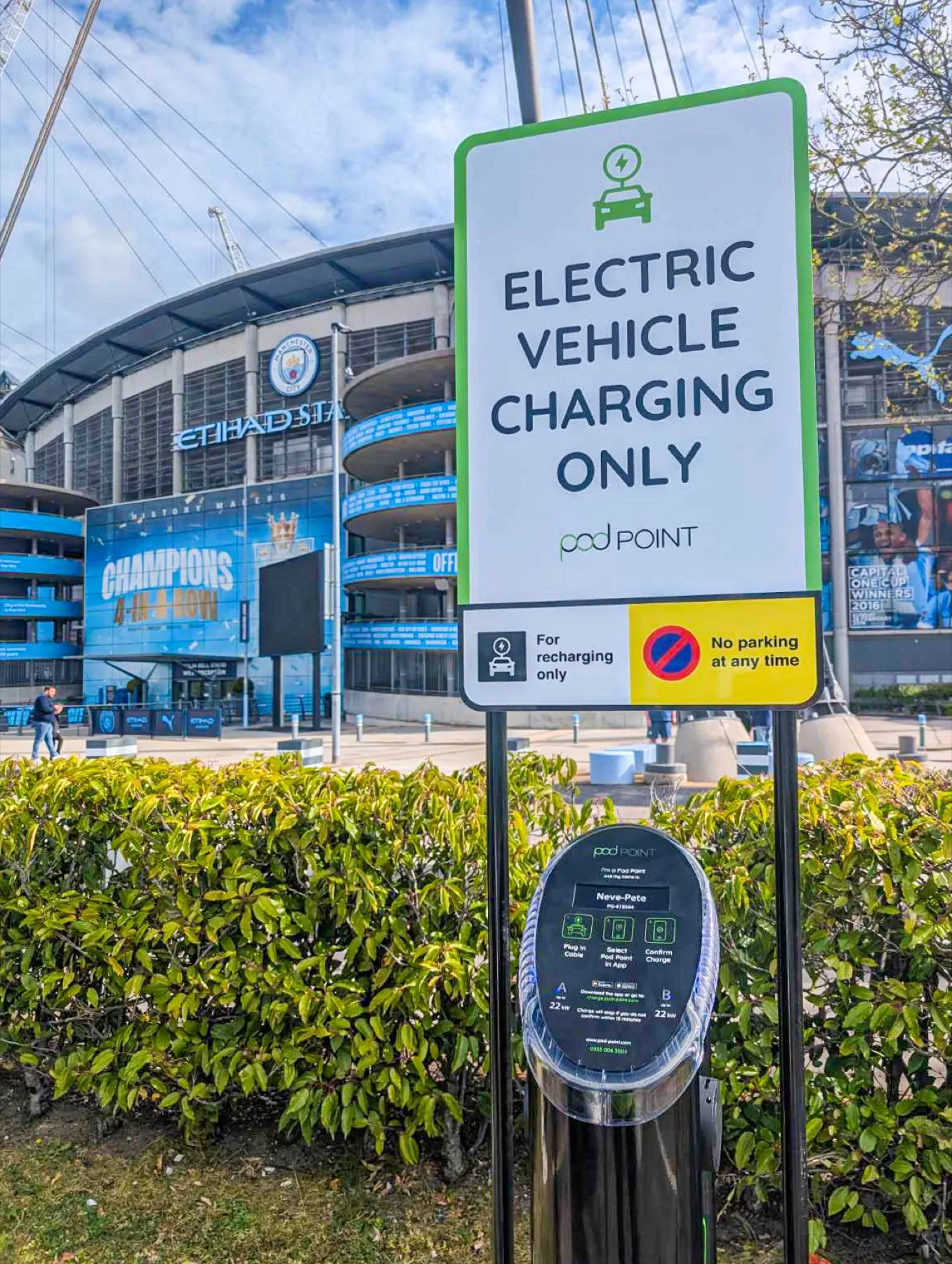 Manchester Etihad Stadium, workplace EV charging
