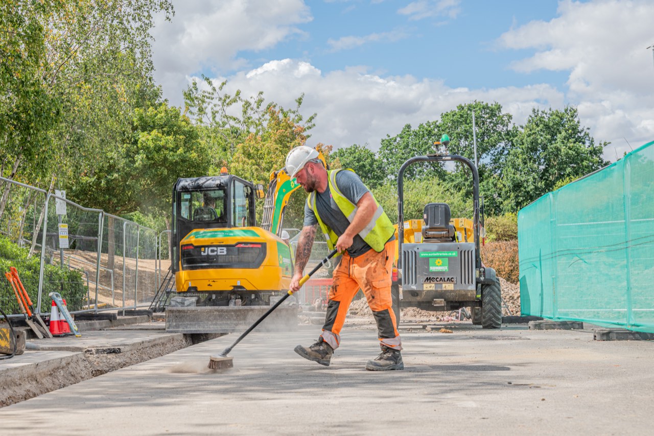 Finishing the new hardstanding at Braintree Village North Car Park