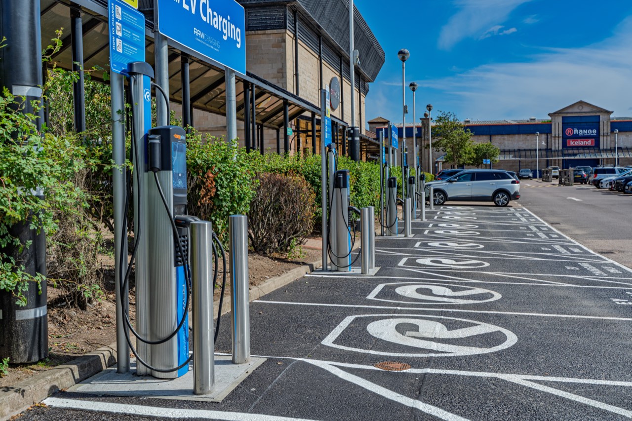 Completed AC charging bays at Queens Link, Aberdeen