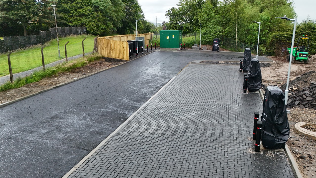 Finished charging bays and feeder pillar at David Lloyd Renfrew