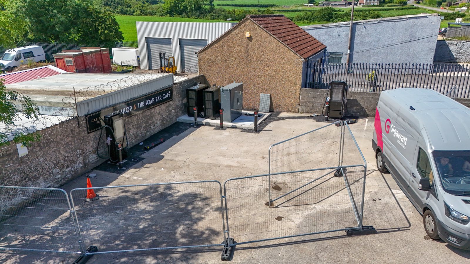 Aerial over the new charging bays at Somerset Toiletries