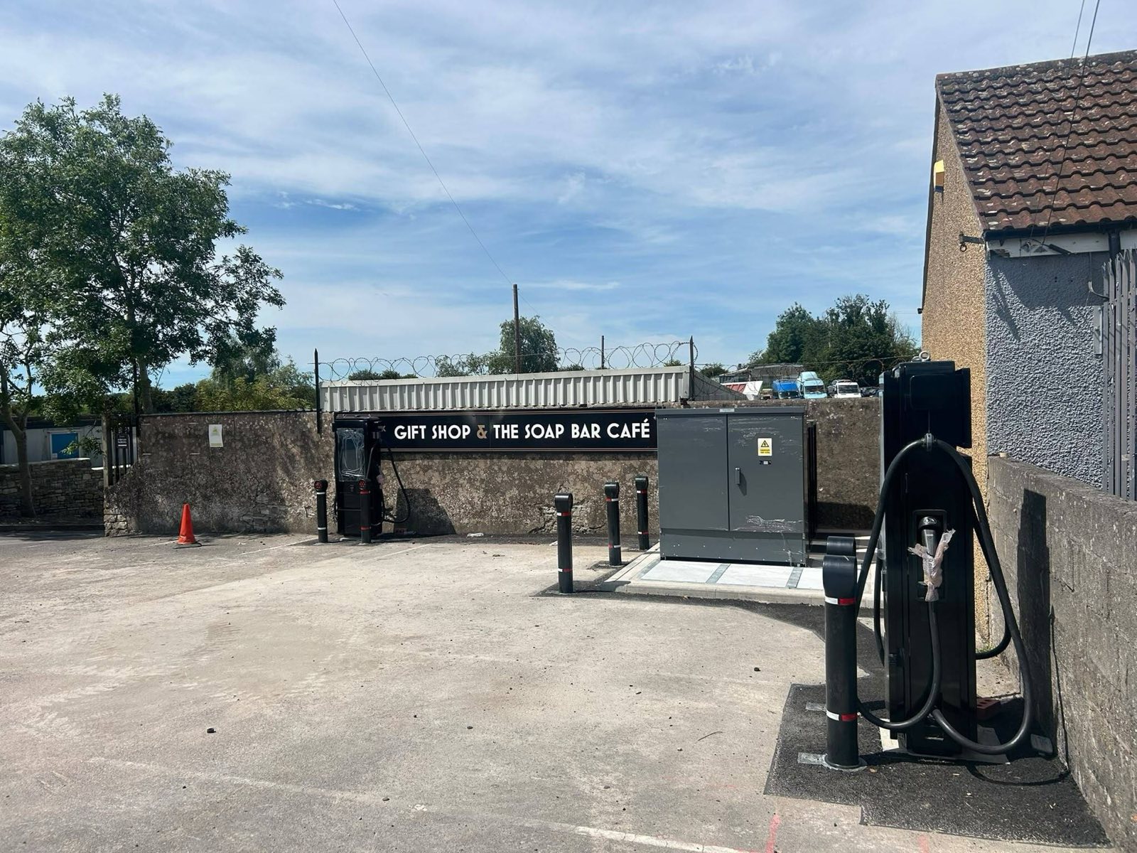 Both 200kW ultra-rapid chargers either side of the Schneider feeder pillar